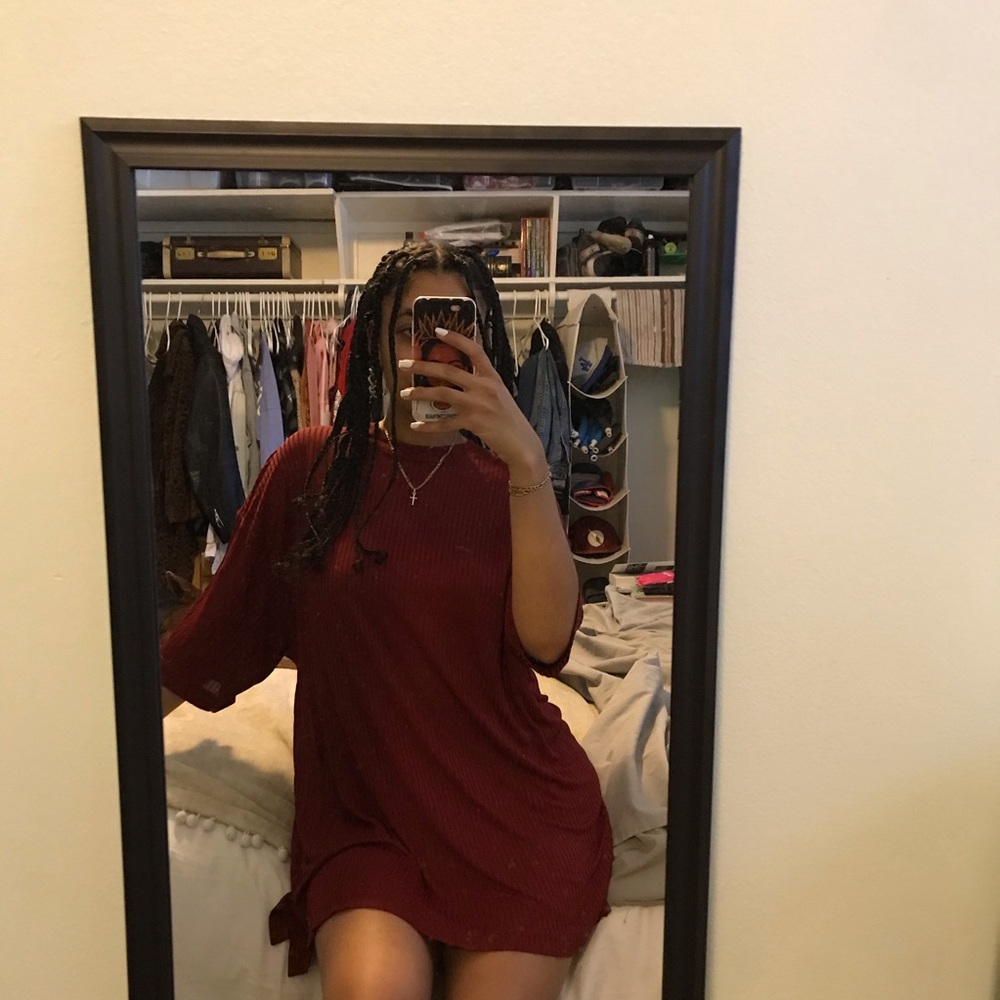 RED RIBBED GIORGIO ZILLIONI T SHIRT DRESS